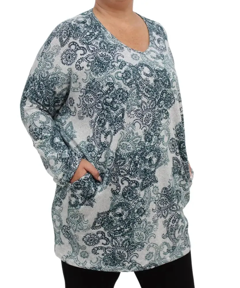 Ladies Printed Side Pockets Top