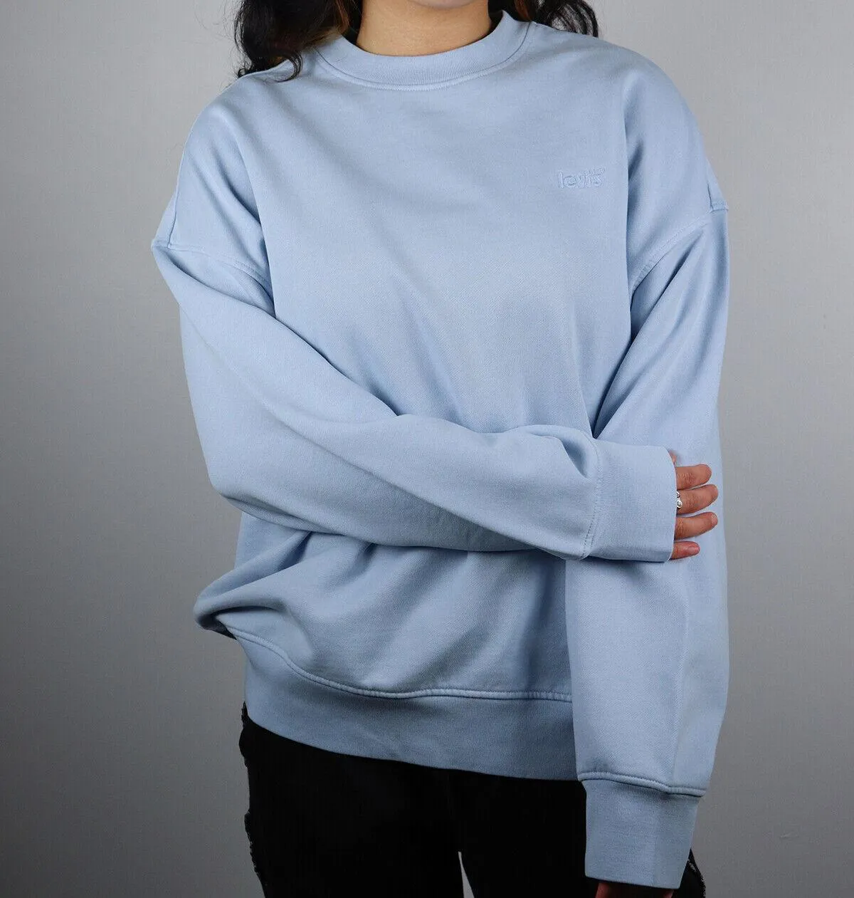 Levi's Women's Oversized Pastel Blue L/S Crewneck Sweater