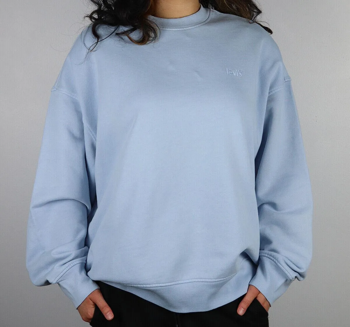 Levi's Women's Oversized Pastel Blue L/S Crewneck Sweater