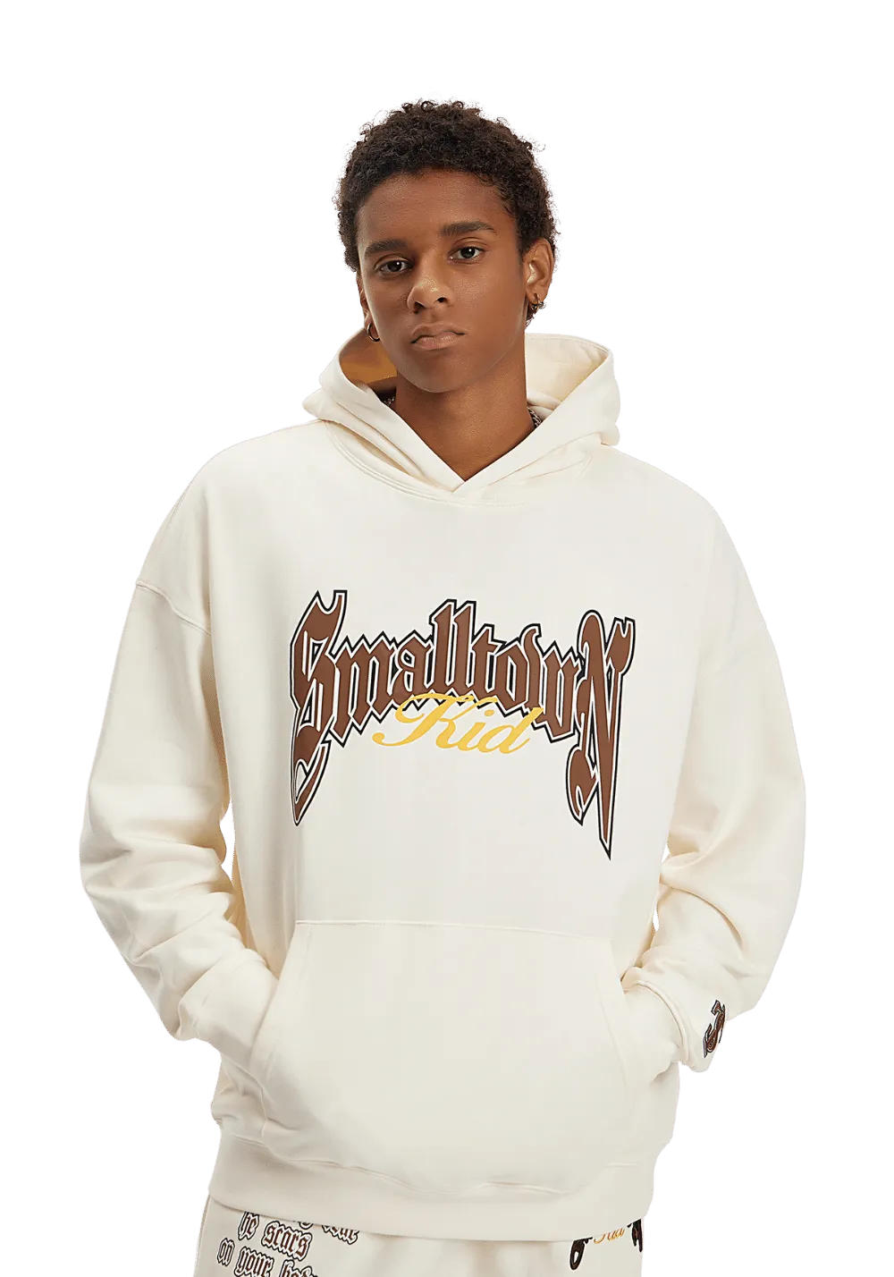 Logo Curved Print Hoodie