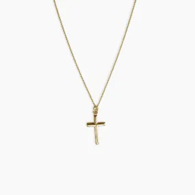 Long Cross Necklace 14K Solid Gold