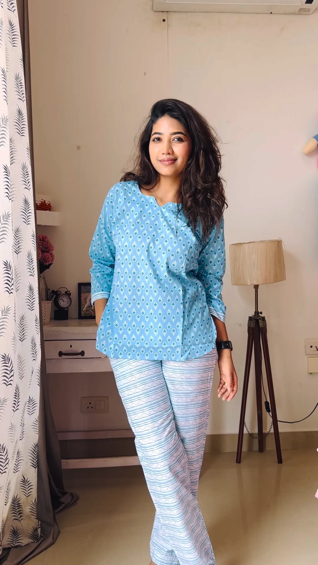 MANGAI Premium Cotton Printed Cambric Night Suits | Stylish Print's All Over | Top & Bottom Set | 3/4 Sleeve | Trendy Night Suits for Stylish Women's (CMNS)