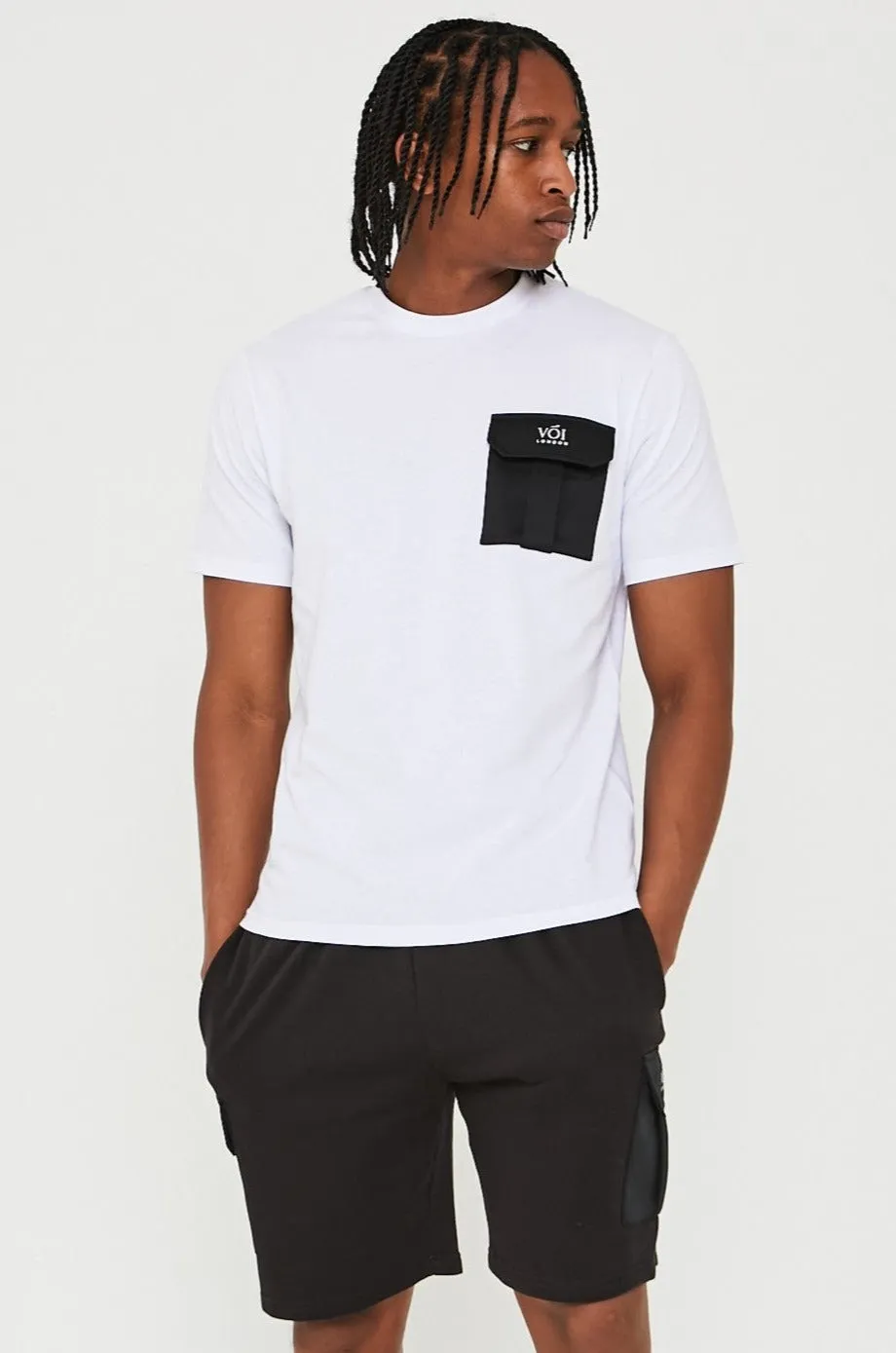 Mell Street T-Shirt & Short Set - White / Black