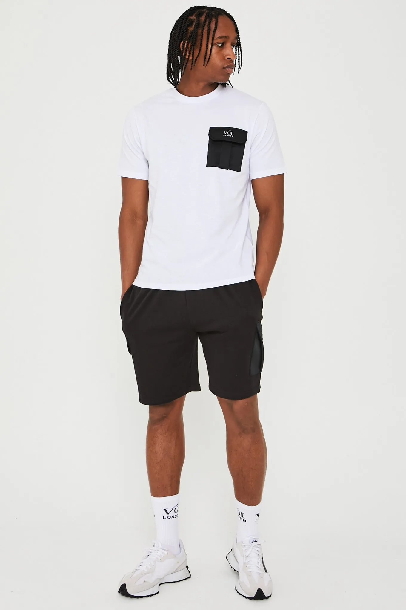 Mell Street T-Shirt & Short Set - White / Black