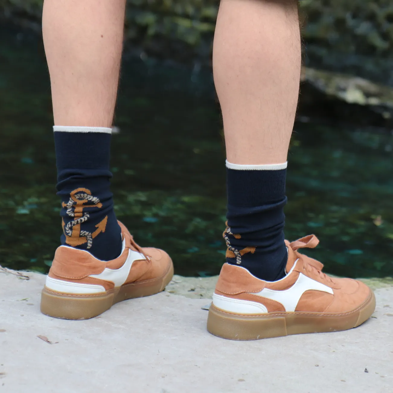 Men's Anchor & Striped Cotton Socks