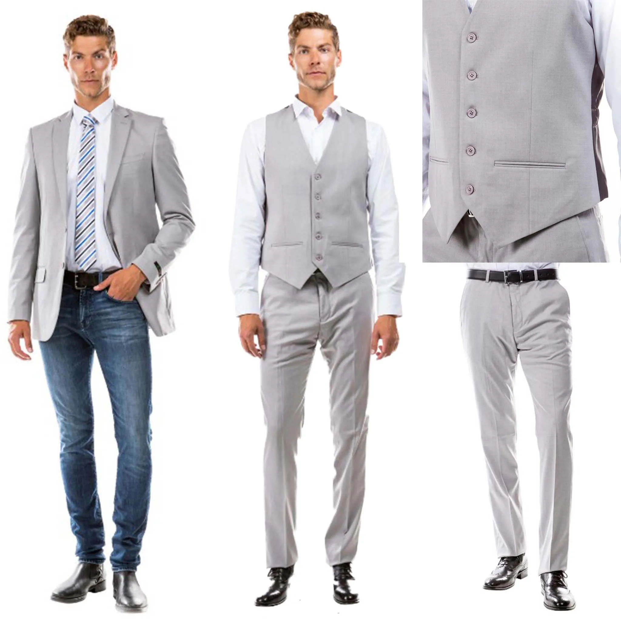 Men's Grey Modern Fit Suit Vest