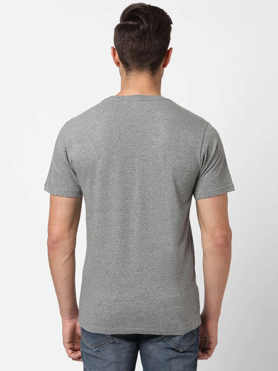 Men's Light Grey Cotton Regular Fit Tshirts