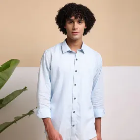 Men's Pure Linen Casual Shirt - Sky