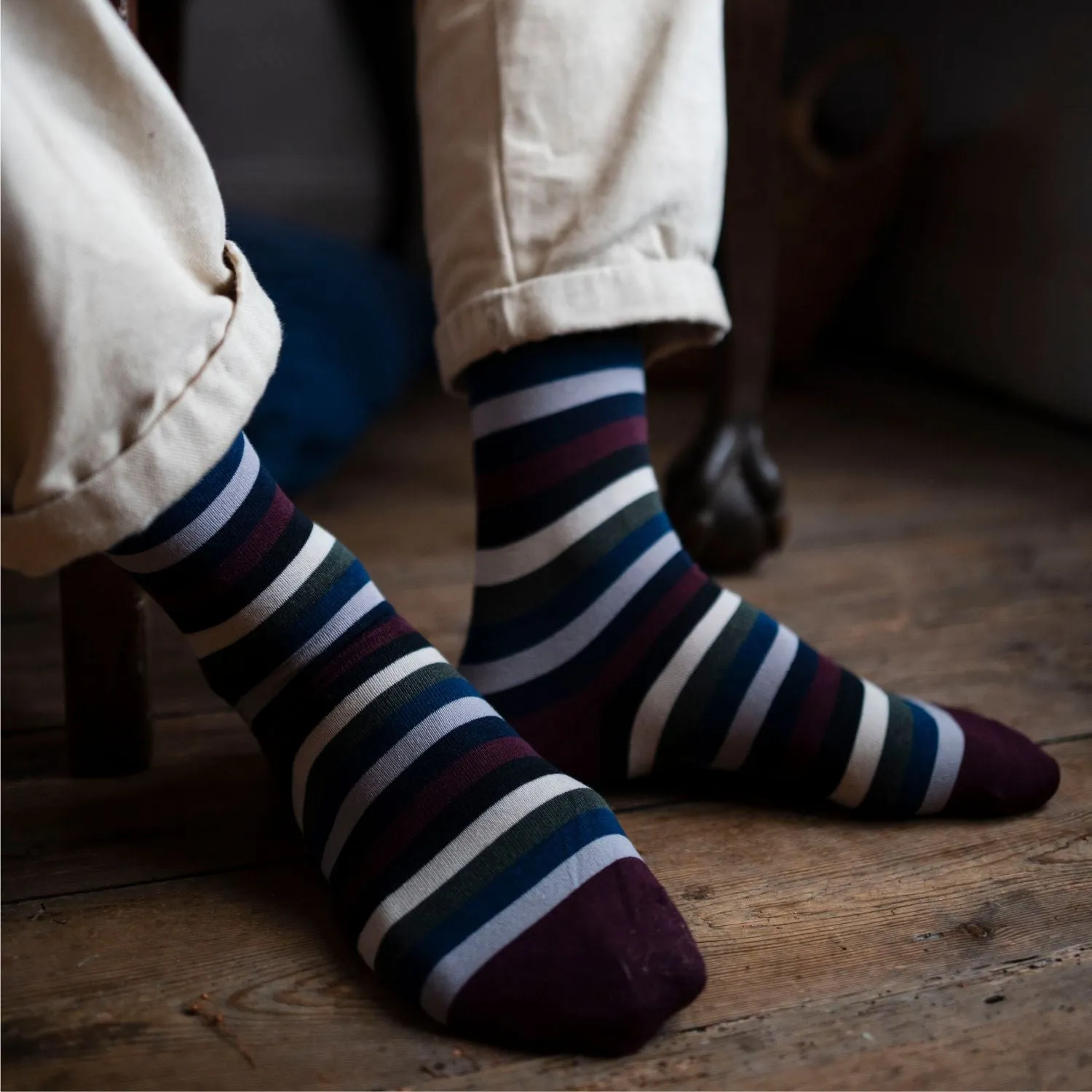 Men's Striped Cashmere Blend Socks