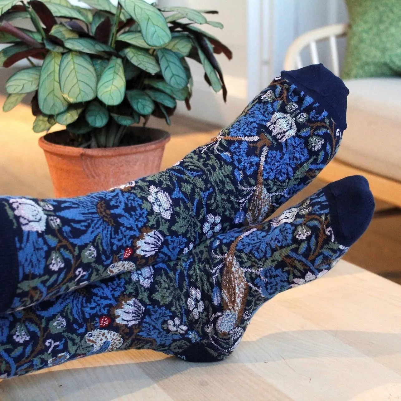 Men's William Morris Strawberry Thief Cotton Socks