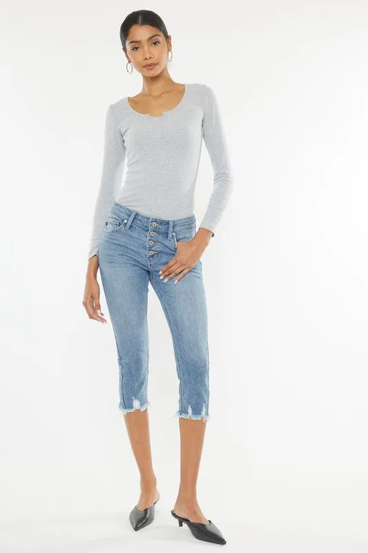 MID RISE CAPRI JEAN PANTS | KANCAN