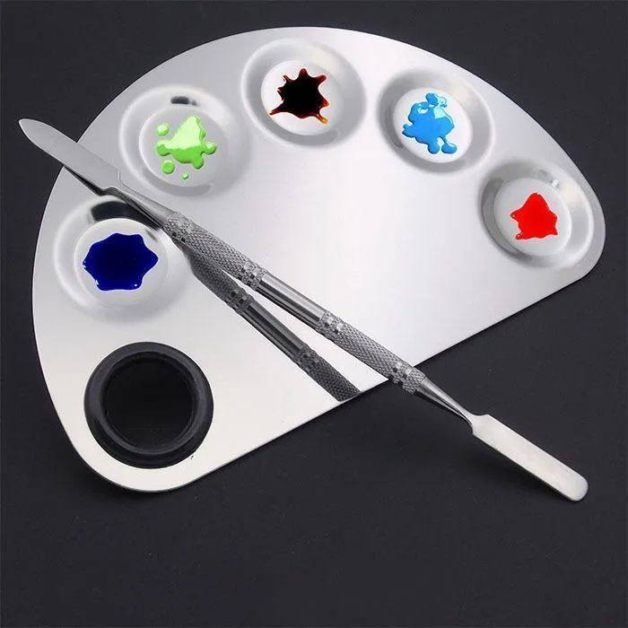 Mixing Palette Stainless Steel For Nail Art Colours   Mixing Tool