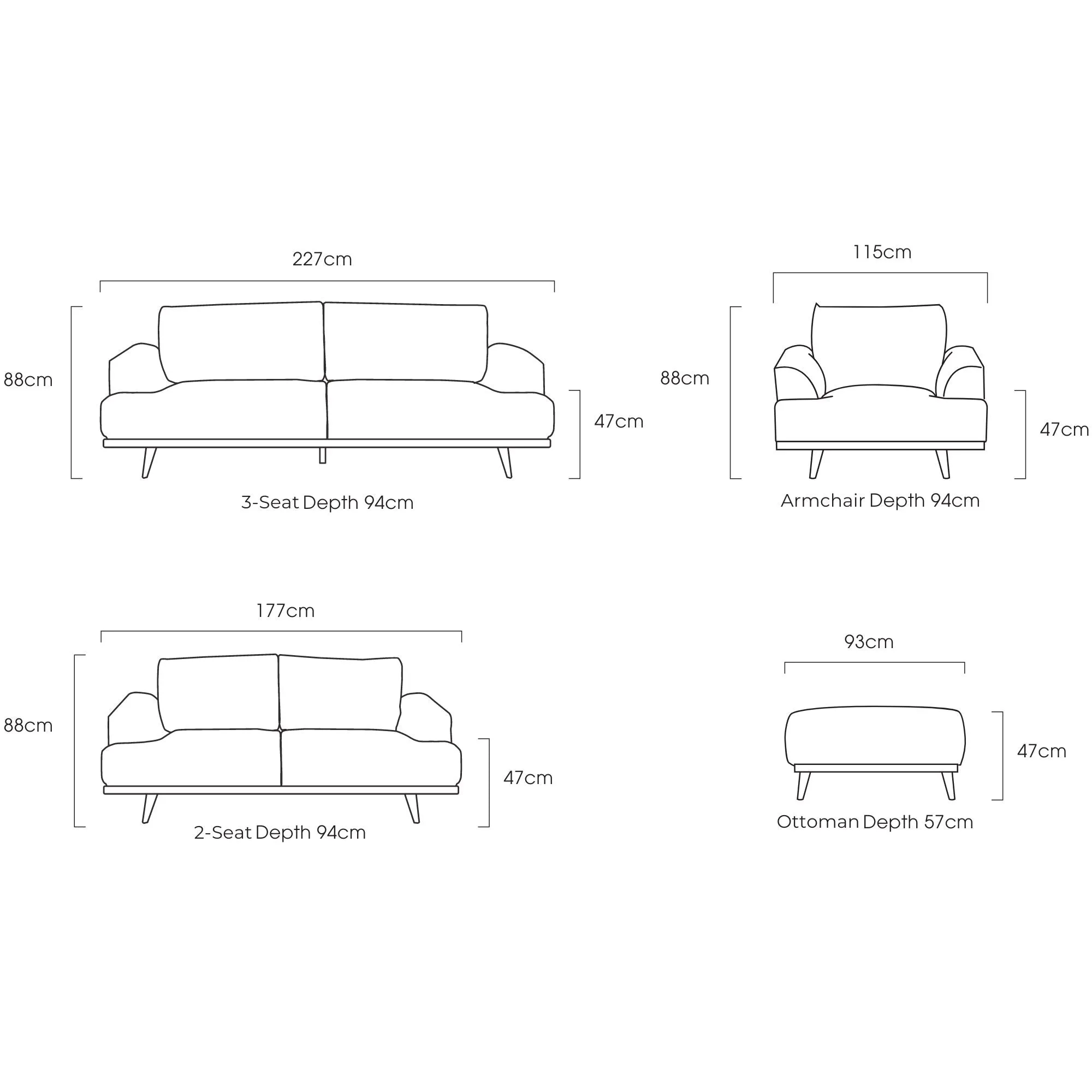 Montemart 3-Seat Sofa - Biscuit/Smoke