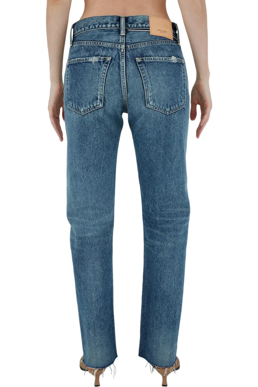 Moussy Denim Sundown Straight Jean in Blue