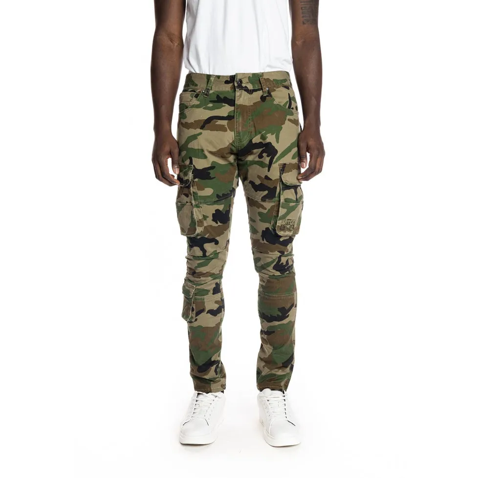 Multipocket Cargo Twill Pants - Wood Camo