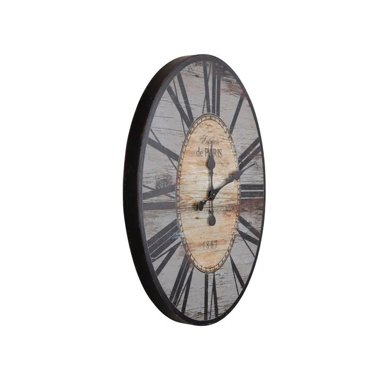 Nachi Oversized Oval Wood/Iron Vintage 24.25" Wall Clock