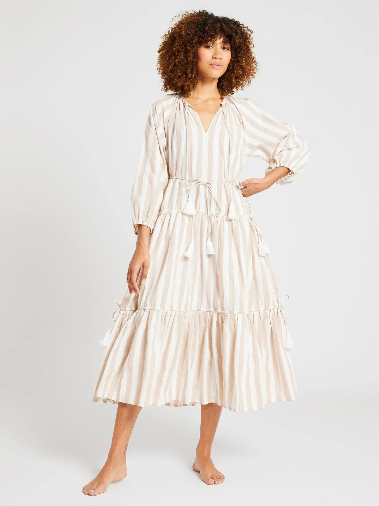 Natalia Dress in Cappuccino Stripe