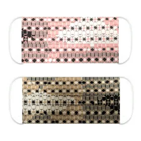 NUNO Pleated Facemask 2-Piece Set: "Sukashi Overlay" (Pink/Black/White) & "Sukashi Overlay" (Beige/Black/White)