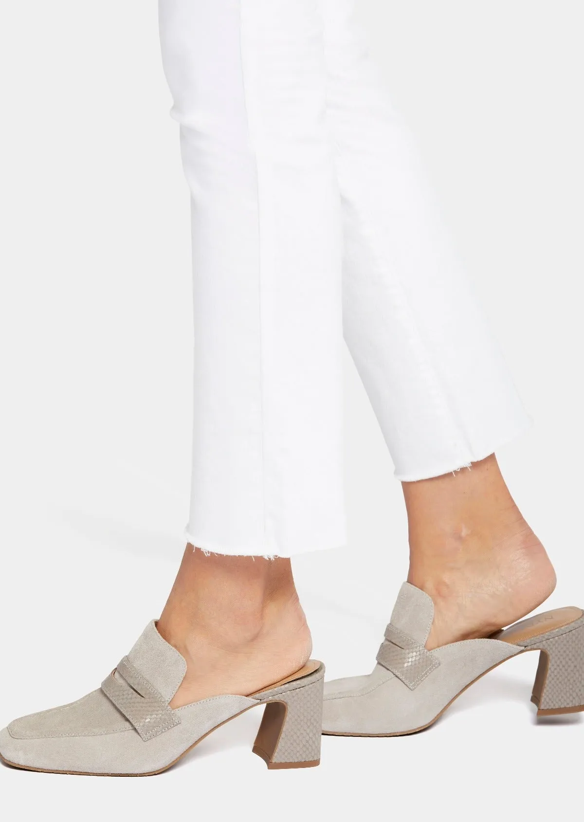 NYDJ - Sheri Slim Ankle Jeans With Frayed Hems - Optic White