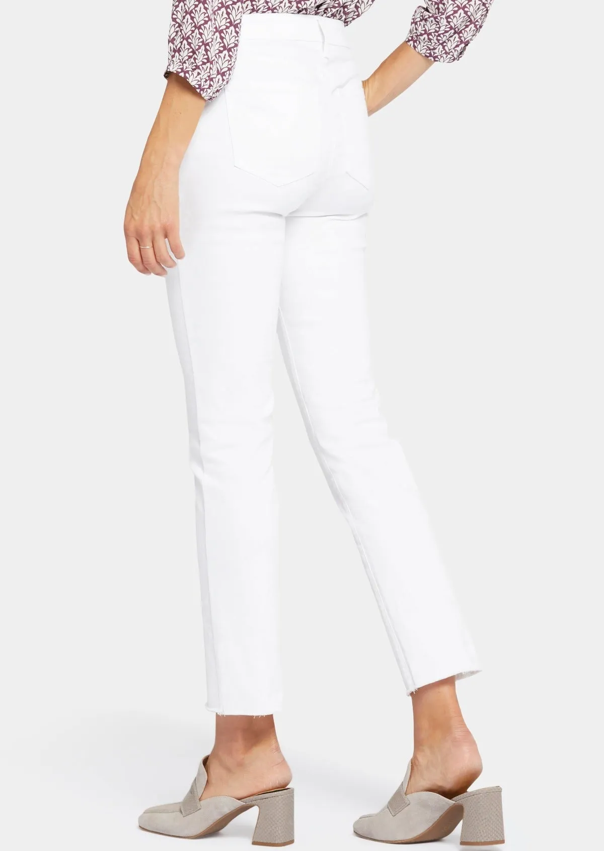 NYDJ - Sheri Slim Ankle Jeans With Frayed Hems - Optic White