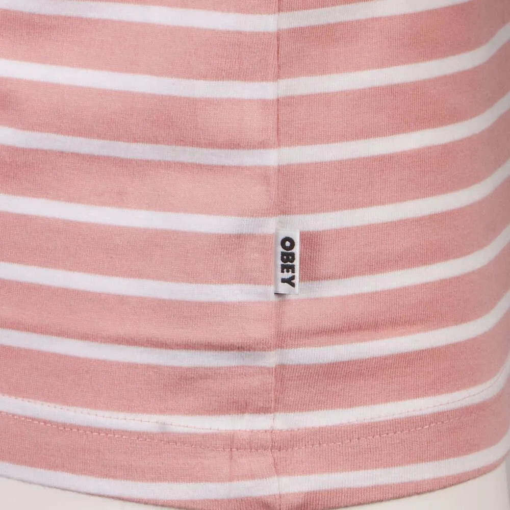 OBEY Men's Coral White Stripe Bold Classic S/S T-Shirt