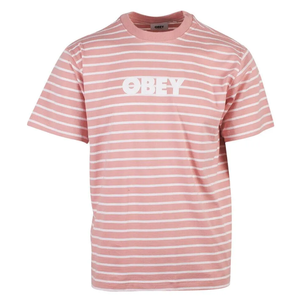 OBEY Men's Coral White Stripe Bold Classic S/S T-Shirt