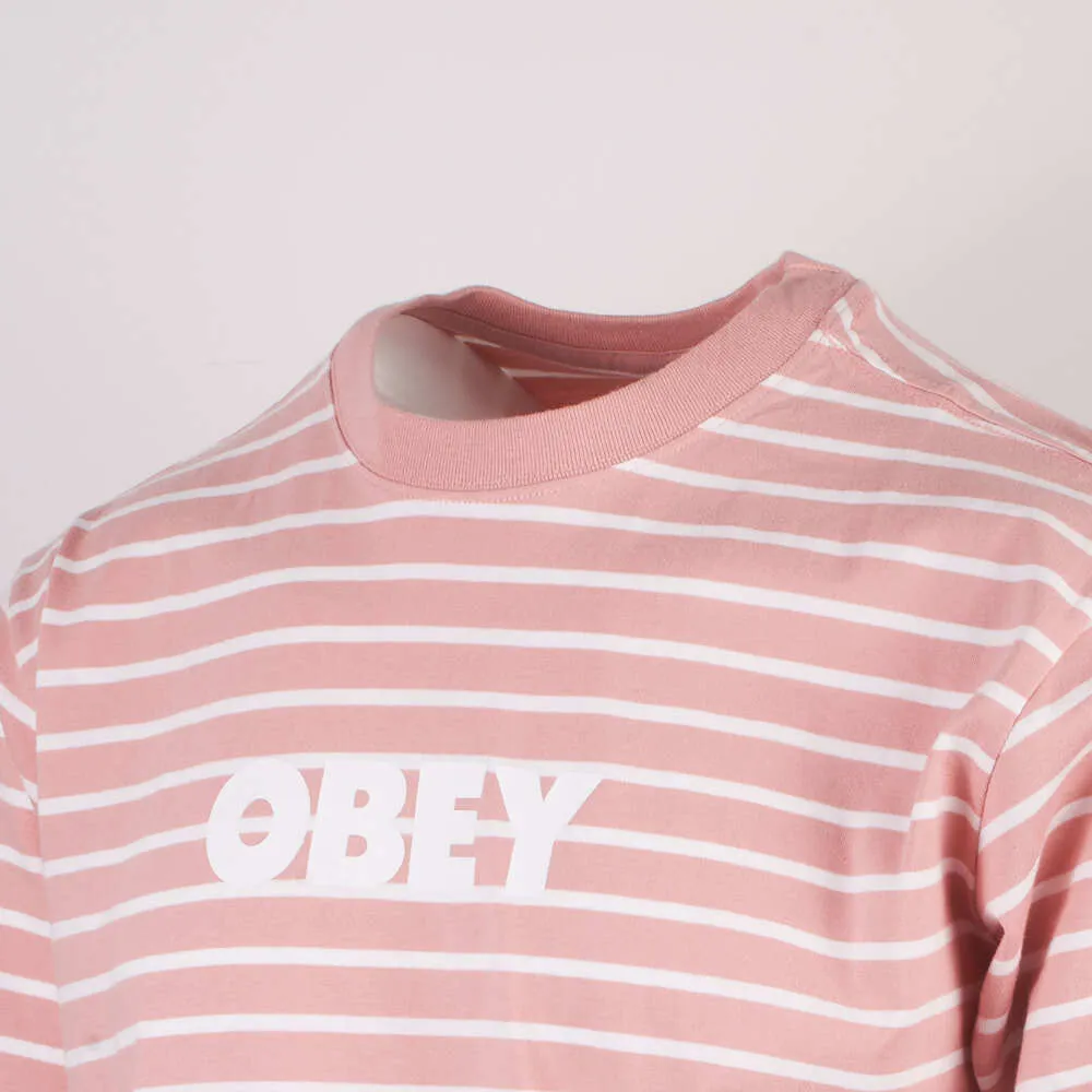 OBEY Men's Coral White Stripe Bold Classic S/S T-Shirt