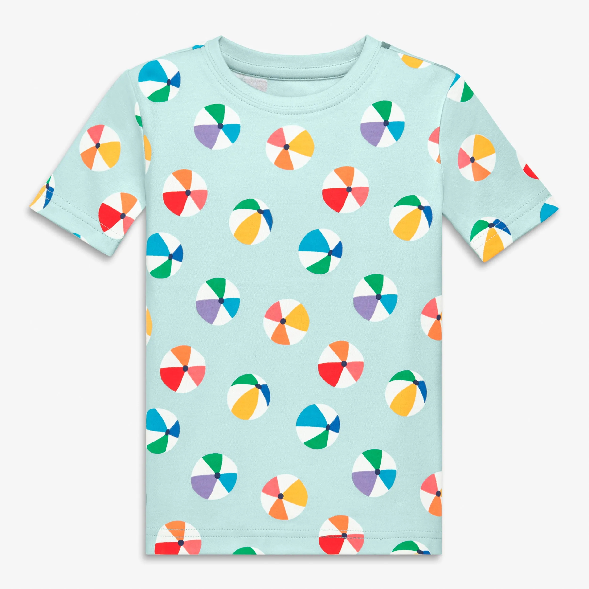 Organic short sleeve PJ top in rainbow beach balls