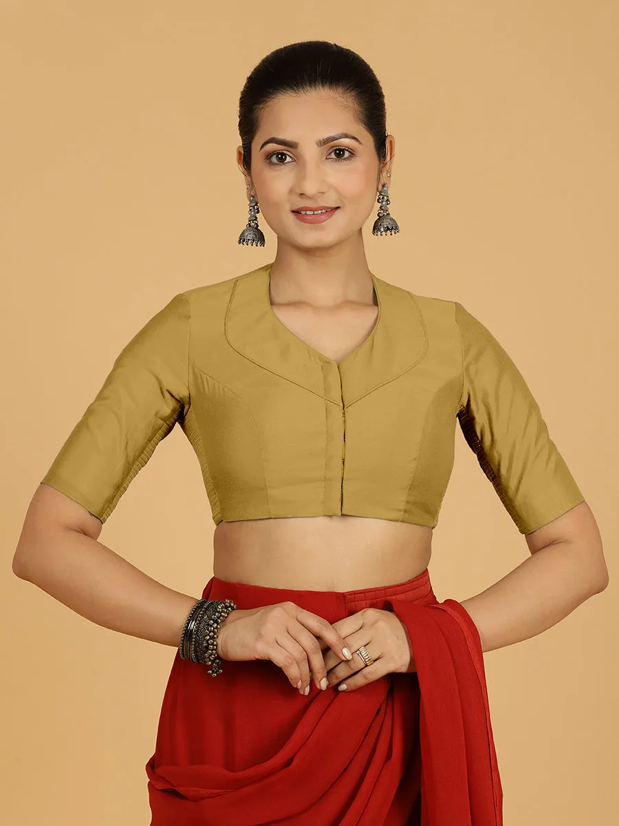 Pallavi x Rozaana | Elbow Sleeves Saree Blouse in Dijon Mustard