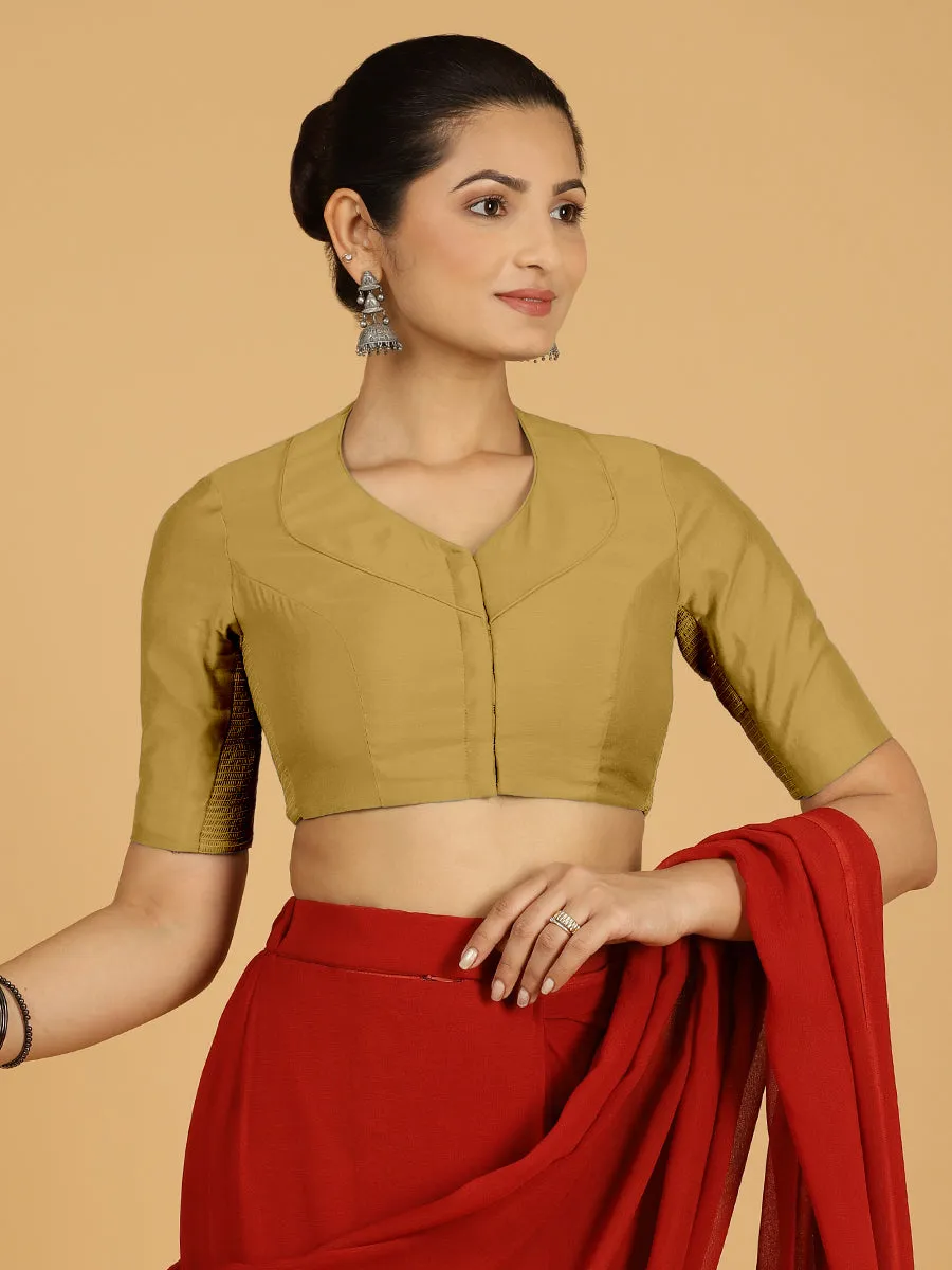 Pallavi x Rozaana | Elbow Sleeves Saree Blouse in Dijon Mustard