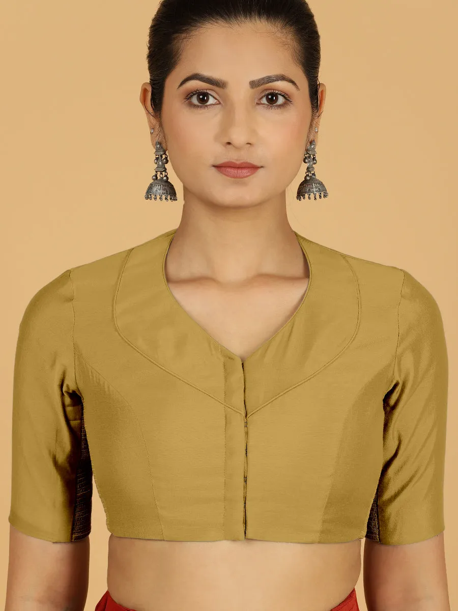 Pallavi x Rozaana | Elbow Sleeves Saree Blouse in Dijon Mustard