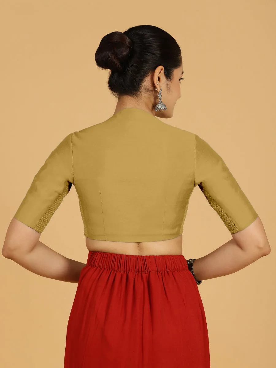 Pallavi x Rozaana | Elbow Sleeves Saree Blouse in Dijon Mustard