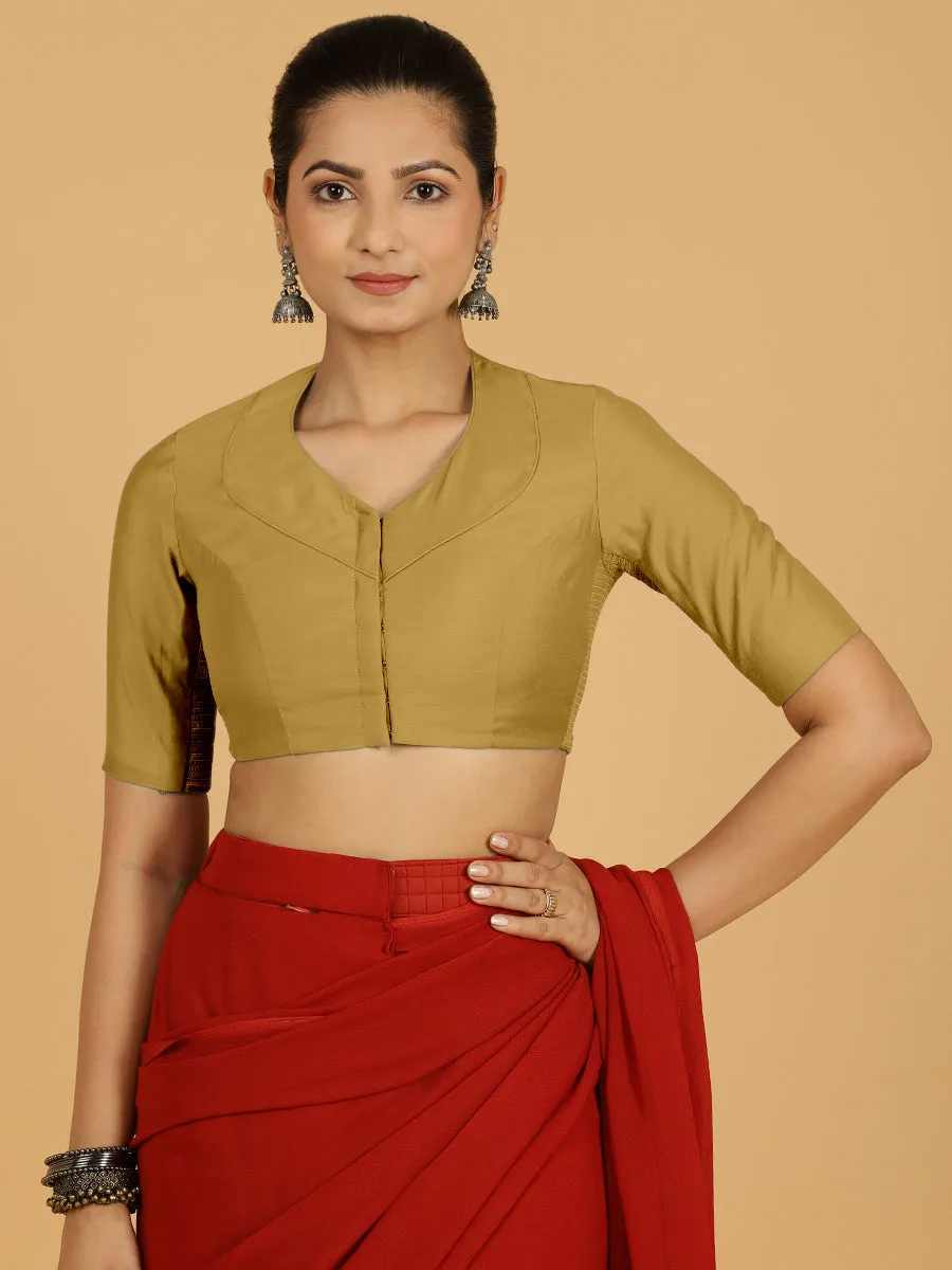 Pallavi x Rozaana | Elbow Sleeves Saree Blouse in Dijon Mustard