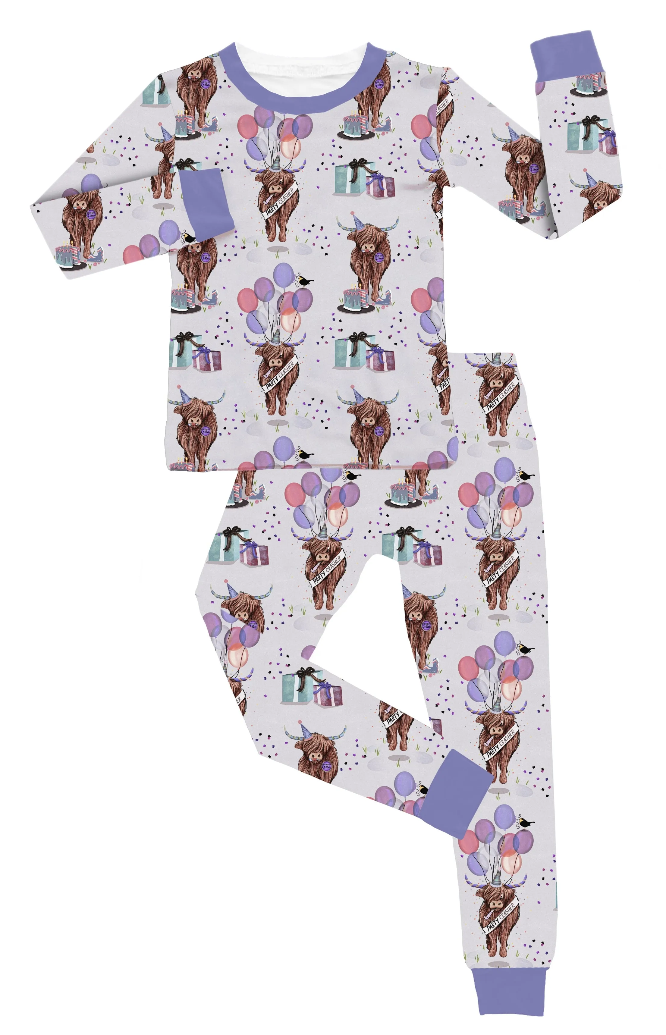 Party Crasher (Purple) 2 Piece Pajama Set