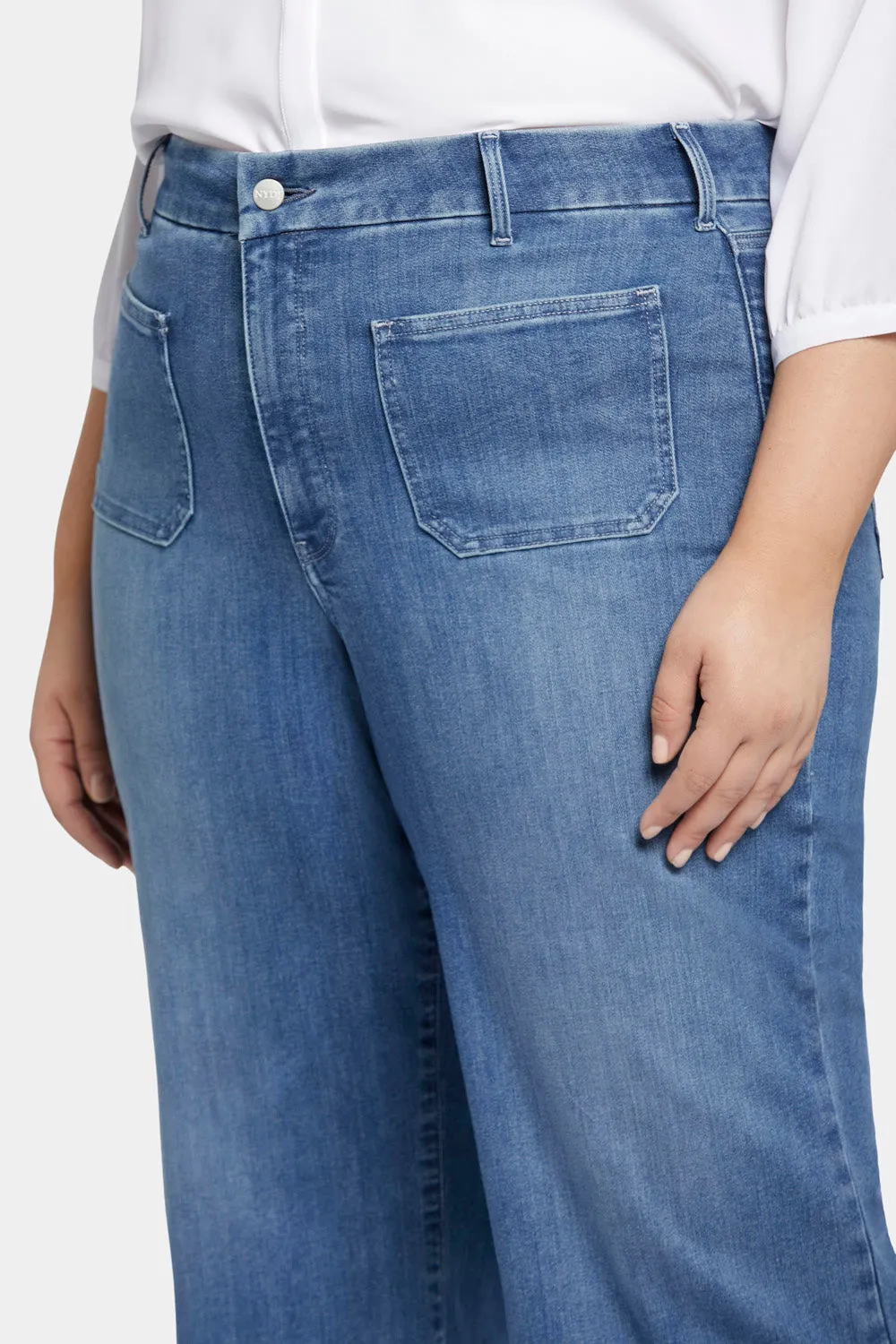 Patchie Wide Leg Capri Jeans In Plus Size - Compass