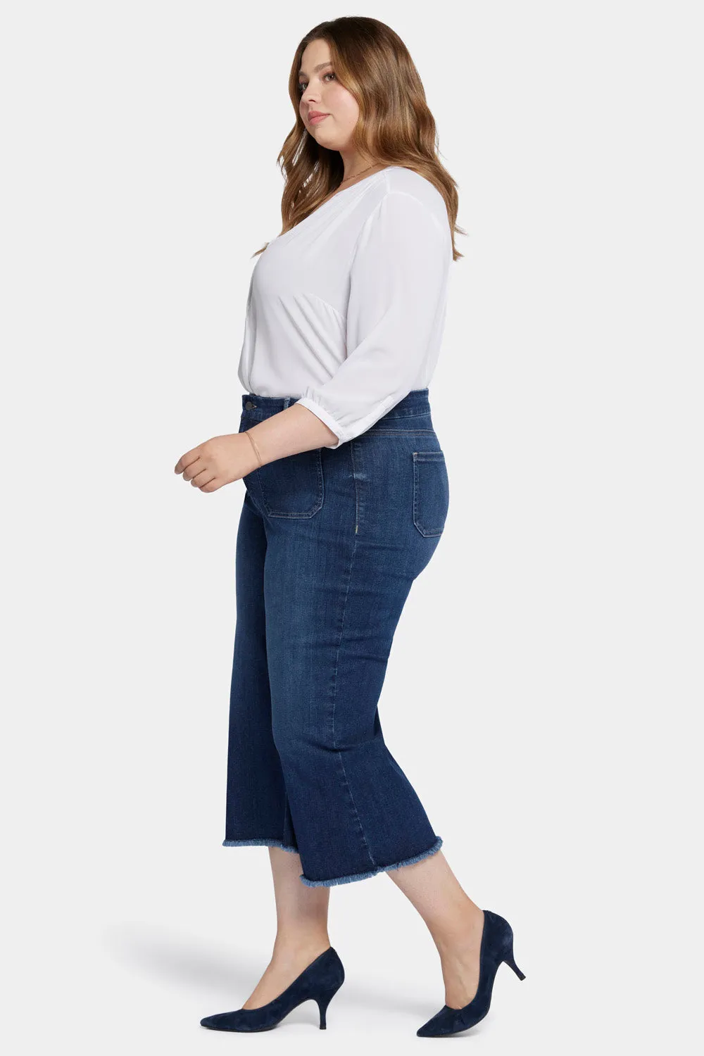 Patchie Wide Leg Capri Jeans In Plus Size - Fanciful