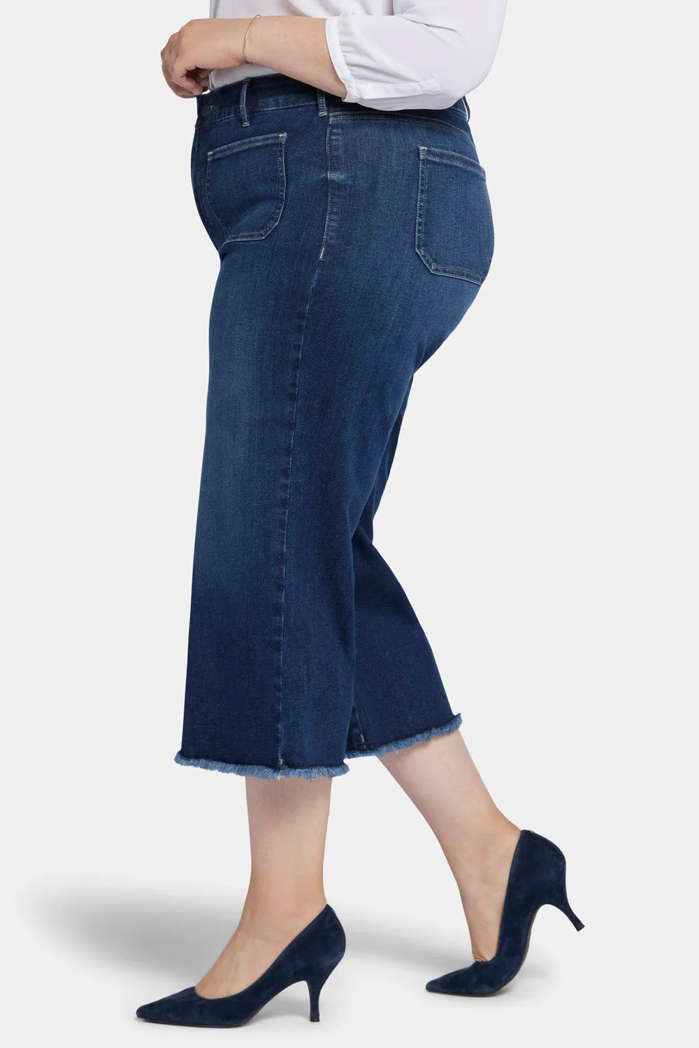 Patchie Wide Leg Capri Jeans In Plus Size - Fanciful