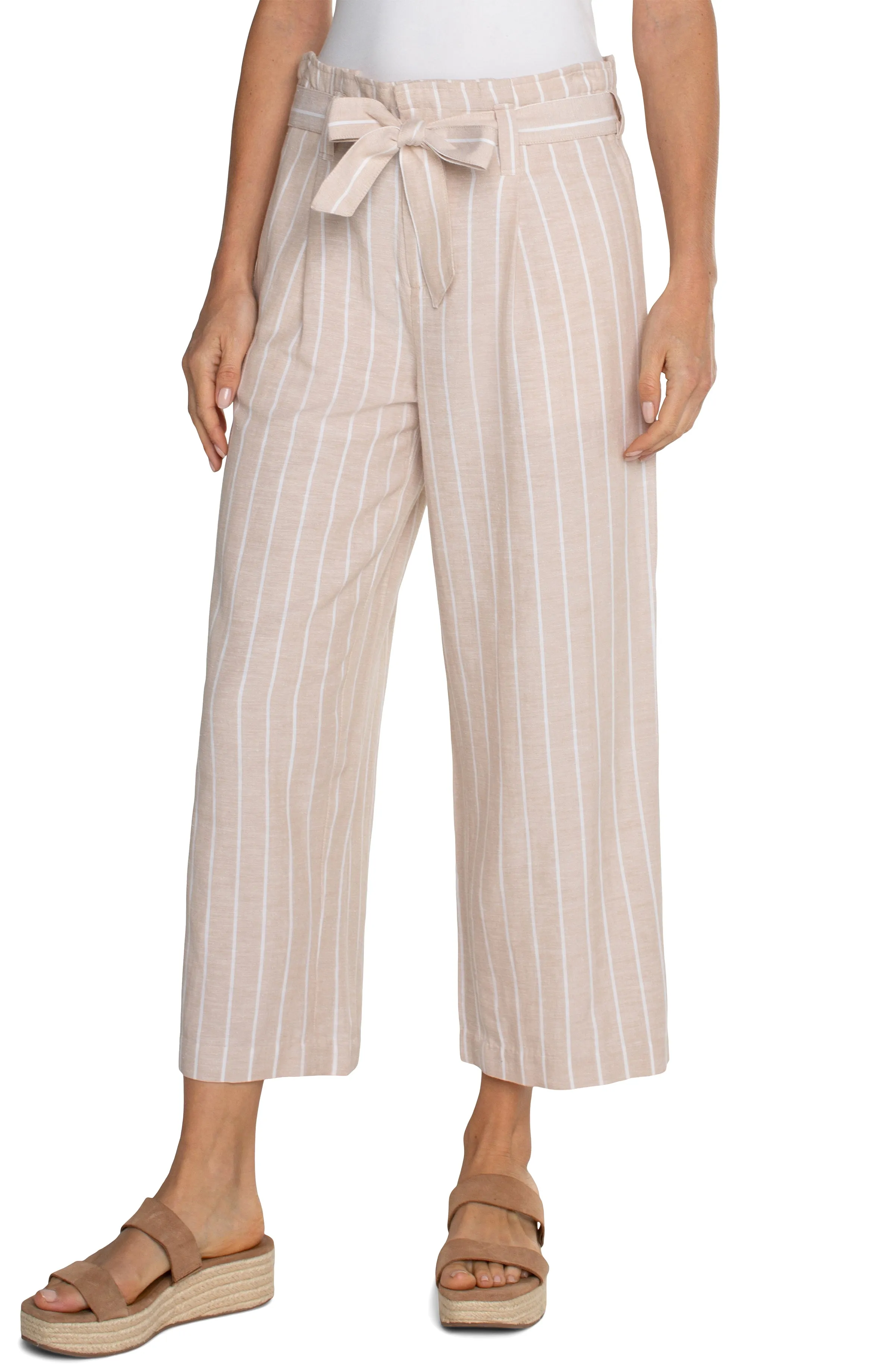 PLEATED CROP TROUSER WITH SELF BELT