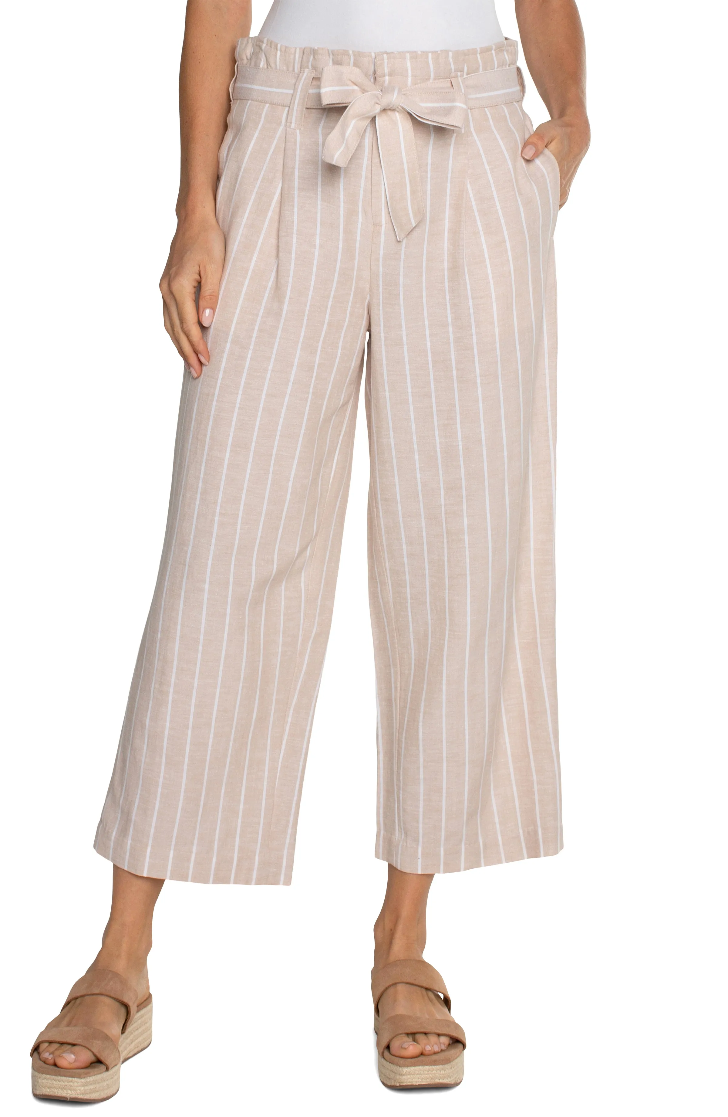 PLEATED CROP TROUSER WITH SELF BELT