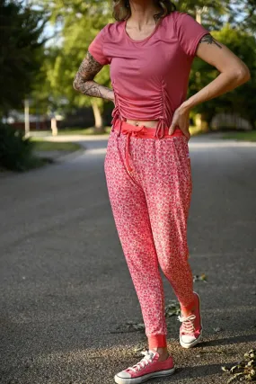 Pretty in Pink Ribbed Adult Joggers