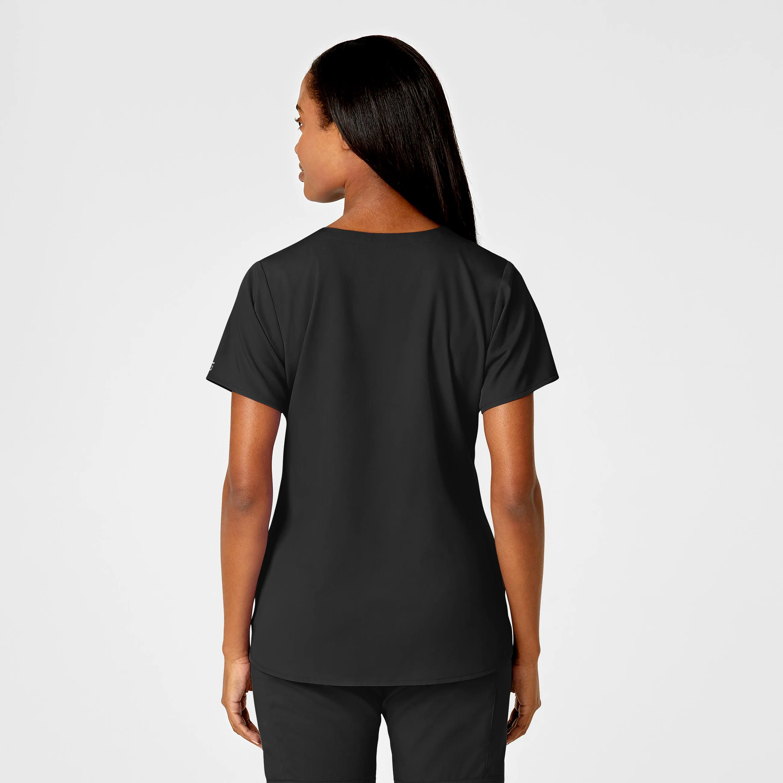 PRO Women's 4 Pocket Notch Neck Scrub Top - Black