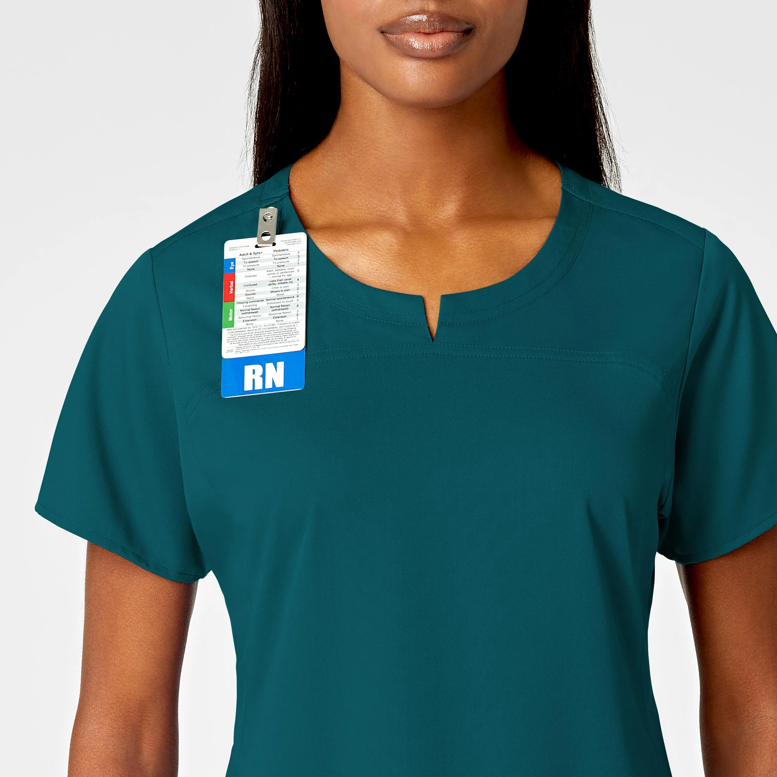 PRO Women's 4 Pocket Notch Neck Scrub Top - Caribbean