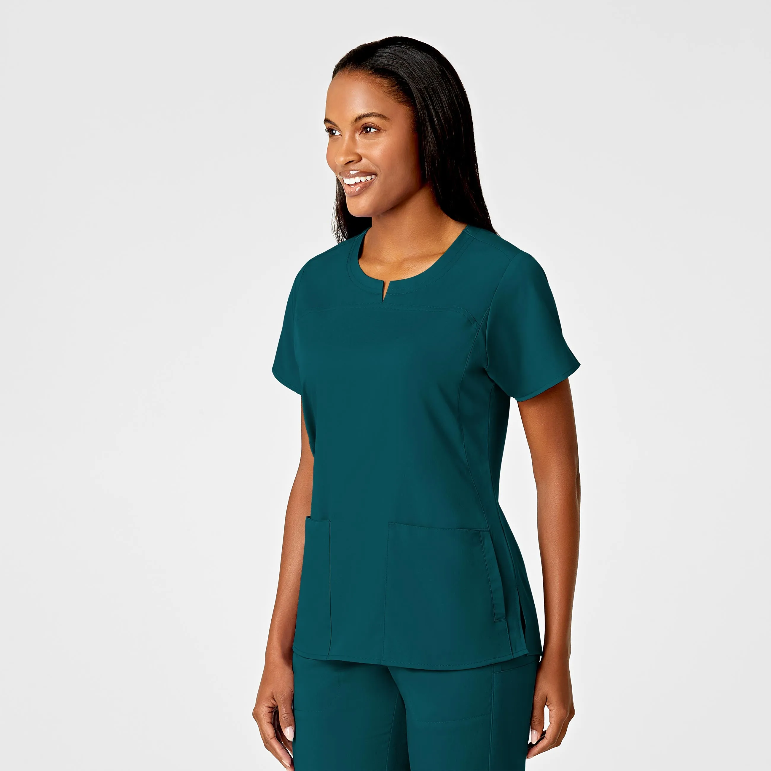 PRO Women's 4 Pocket Notch Neck Scrub Top - Caribbean