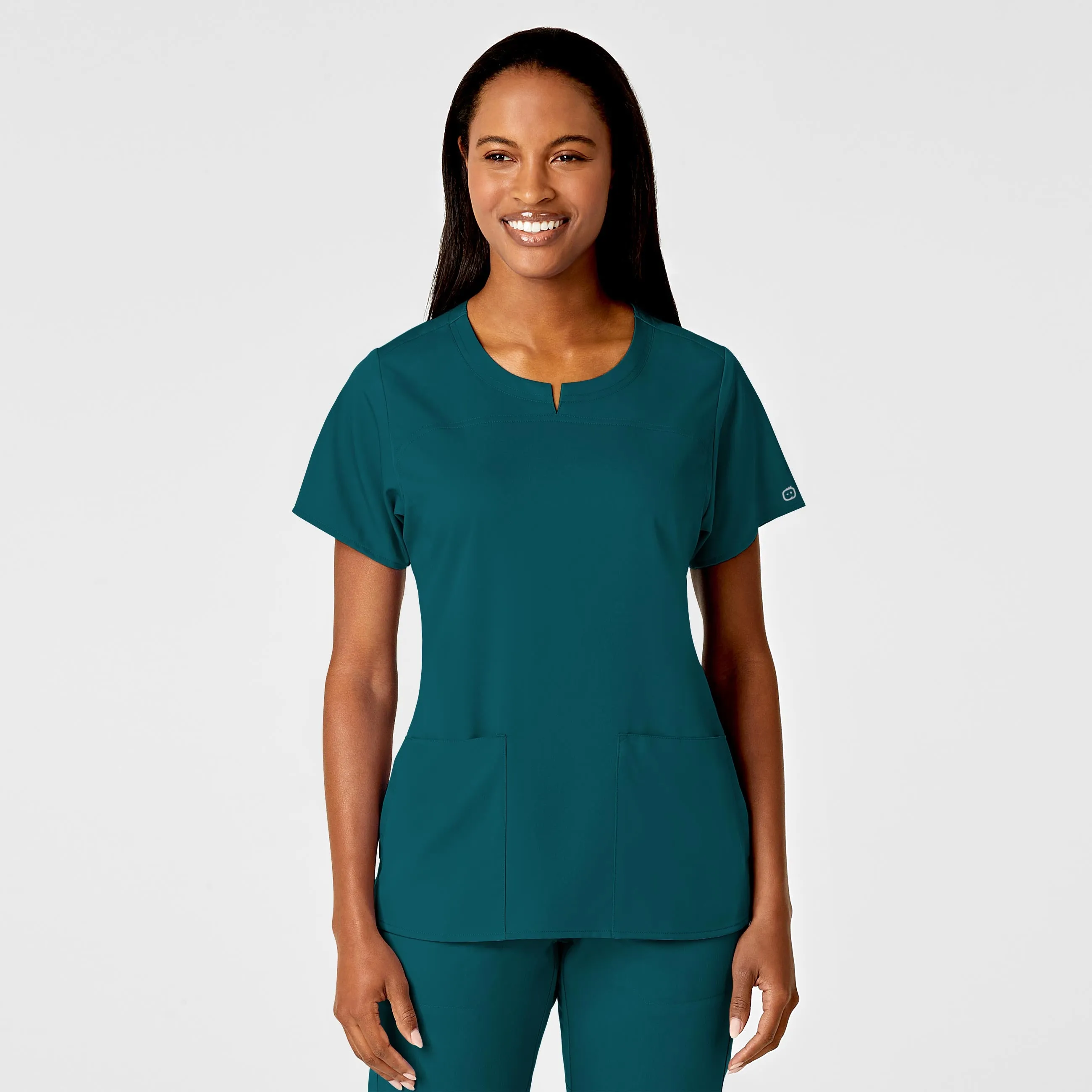 PRO Women's 4 Pocket Notch Neck Scrub Top - Caribbean