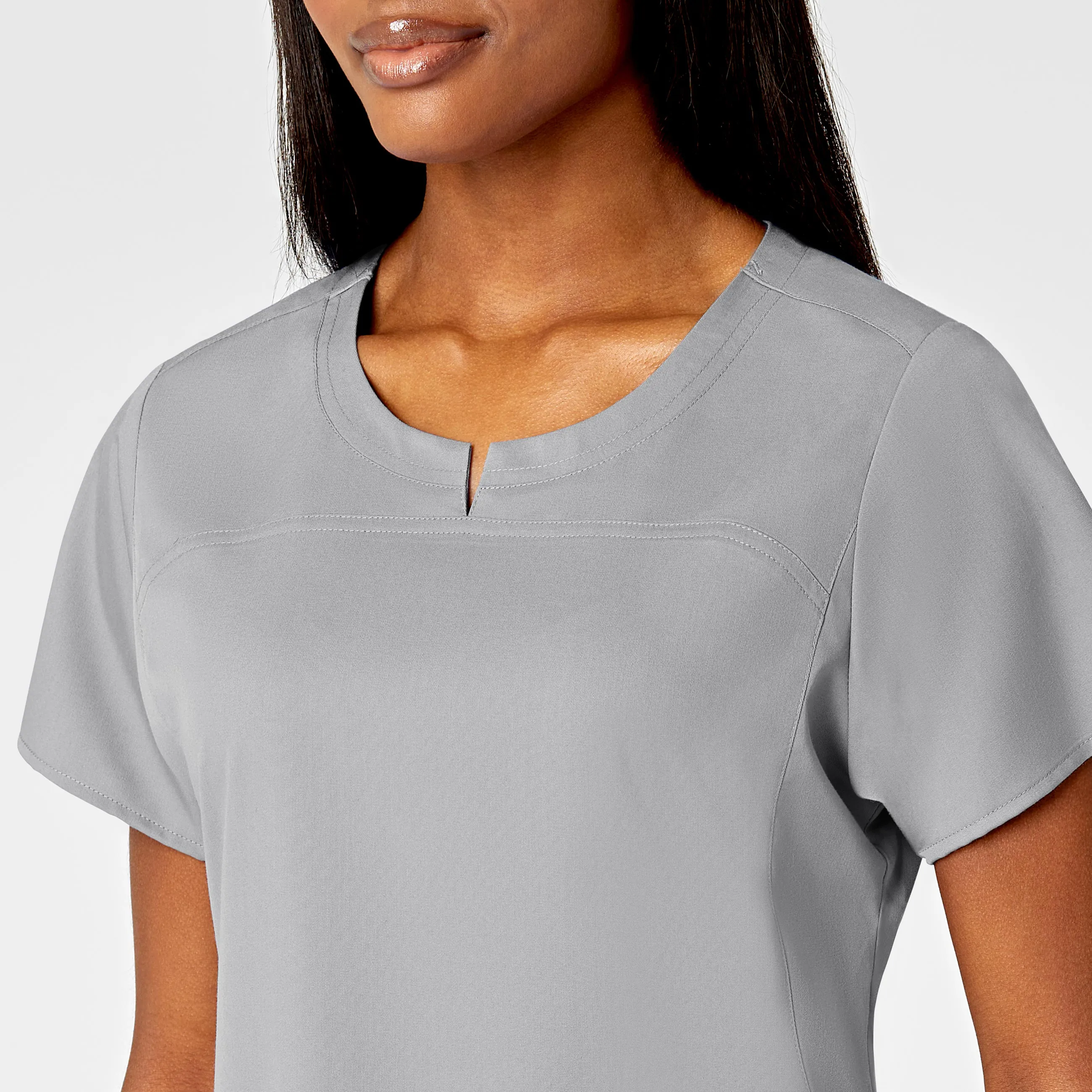 PRO Women's 4 Pocket Notch Neck Scrub Top - Grey