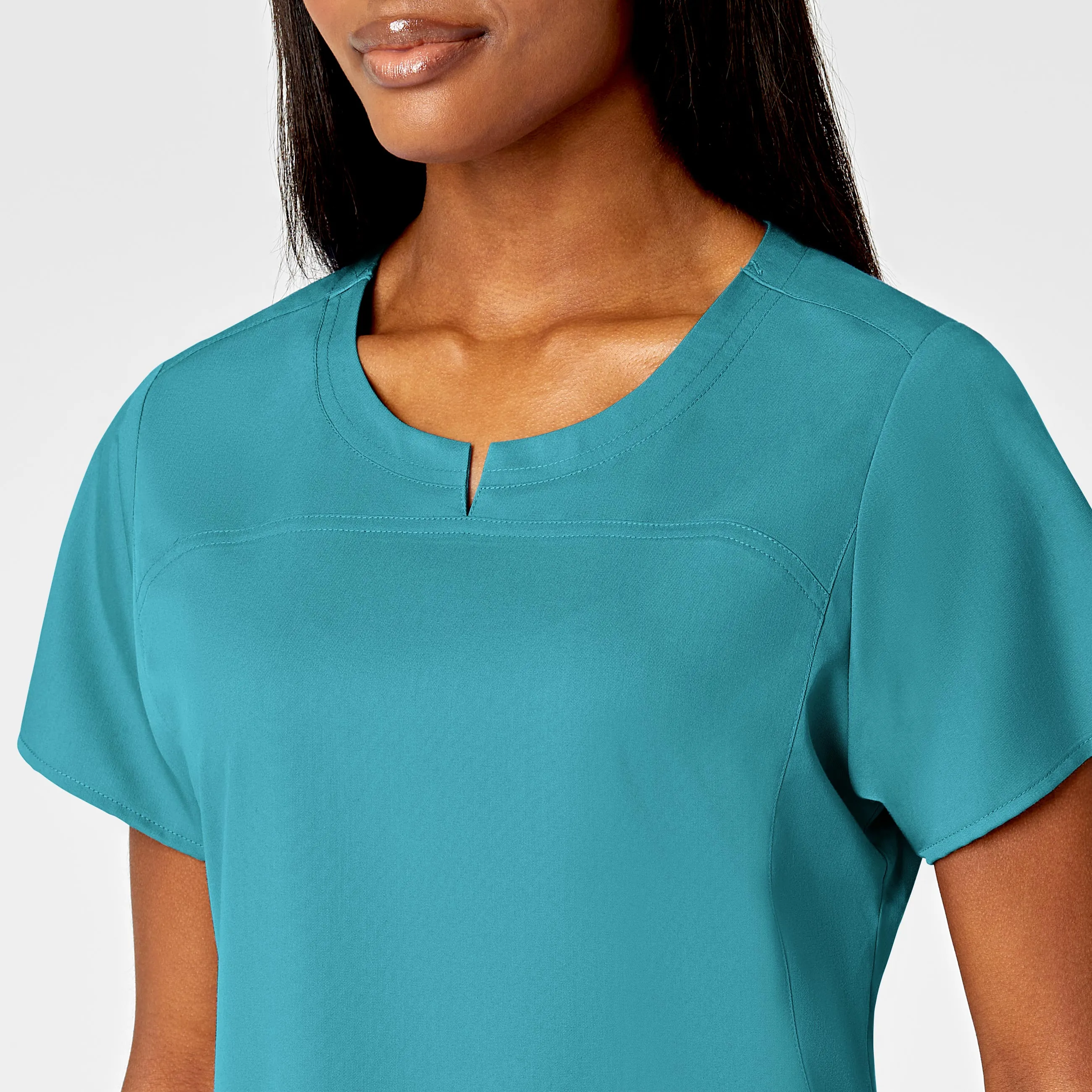 PRO Women's 4 Pocket Notch Neck Scrub Top - Teal Blue