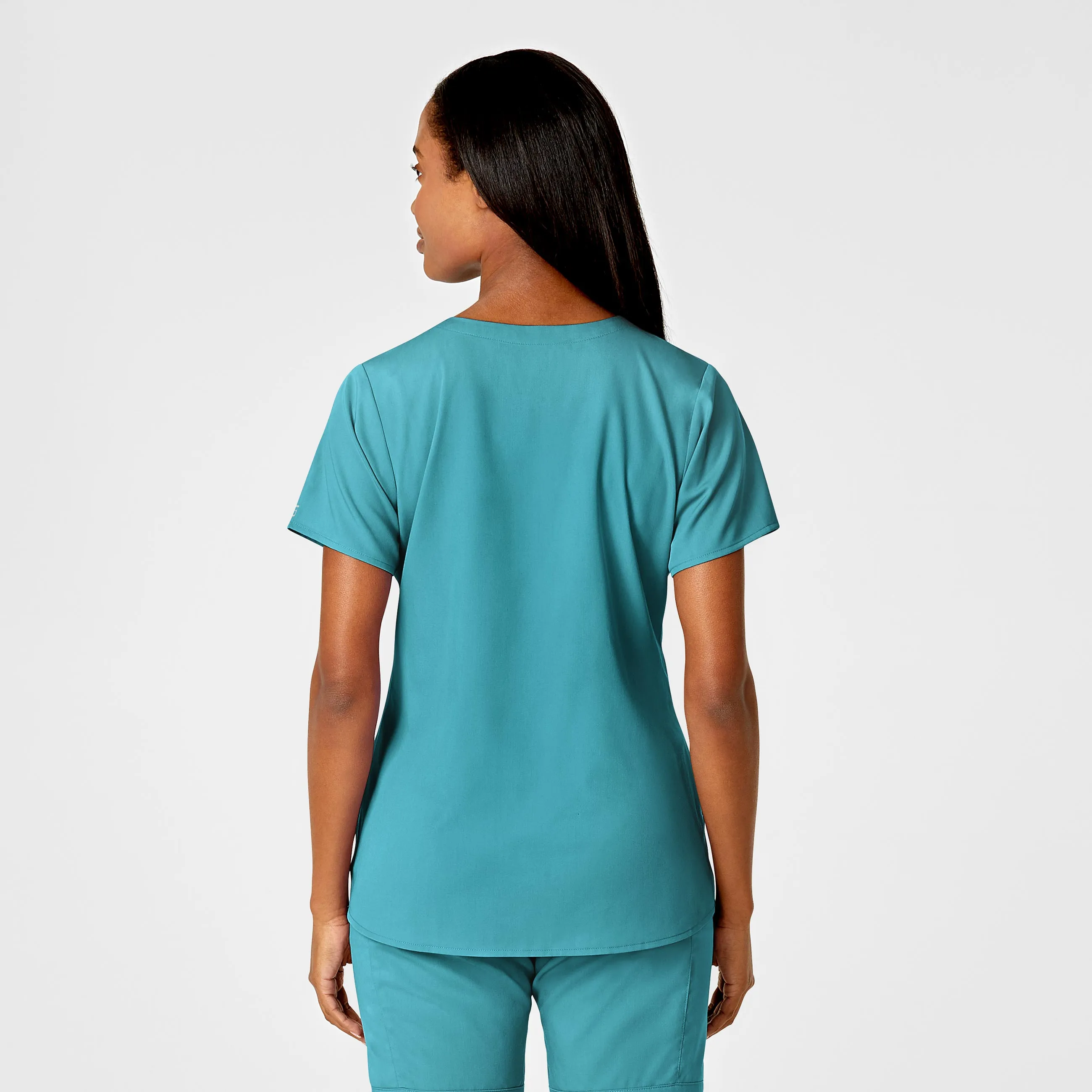 PRO Women's 4 Pocket Notch Neck Scrub Top - Teal Blue