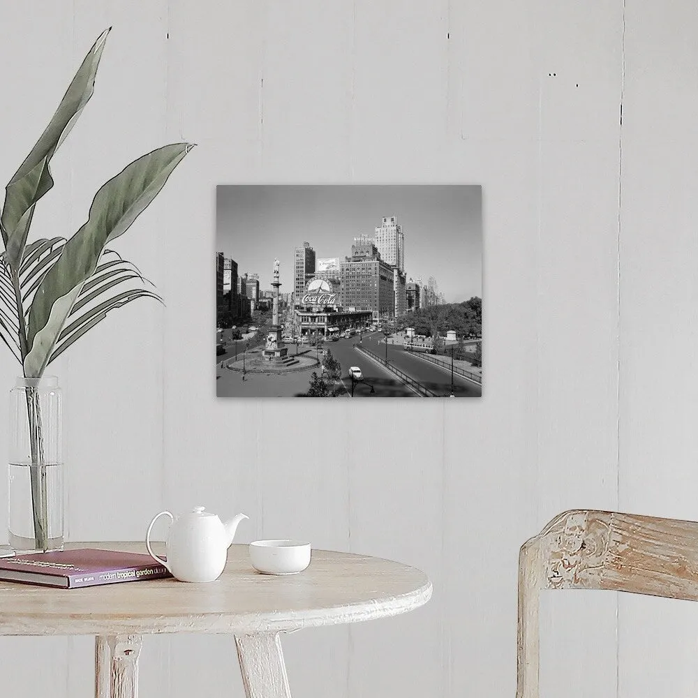 "1950's Columbus Circle Looking North Manhattan New York City USA" Canvas Wall Art