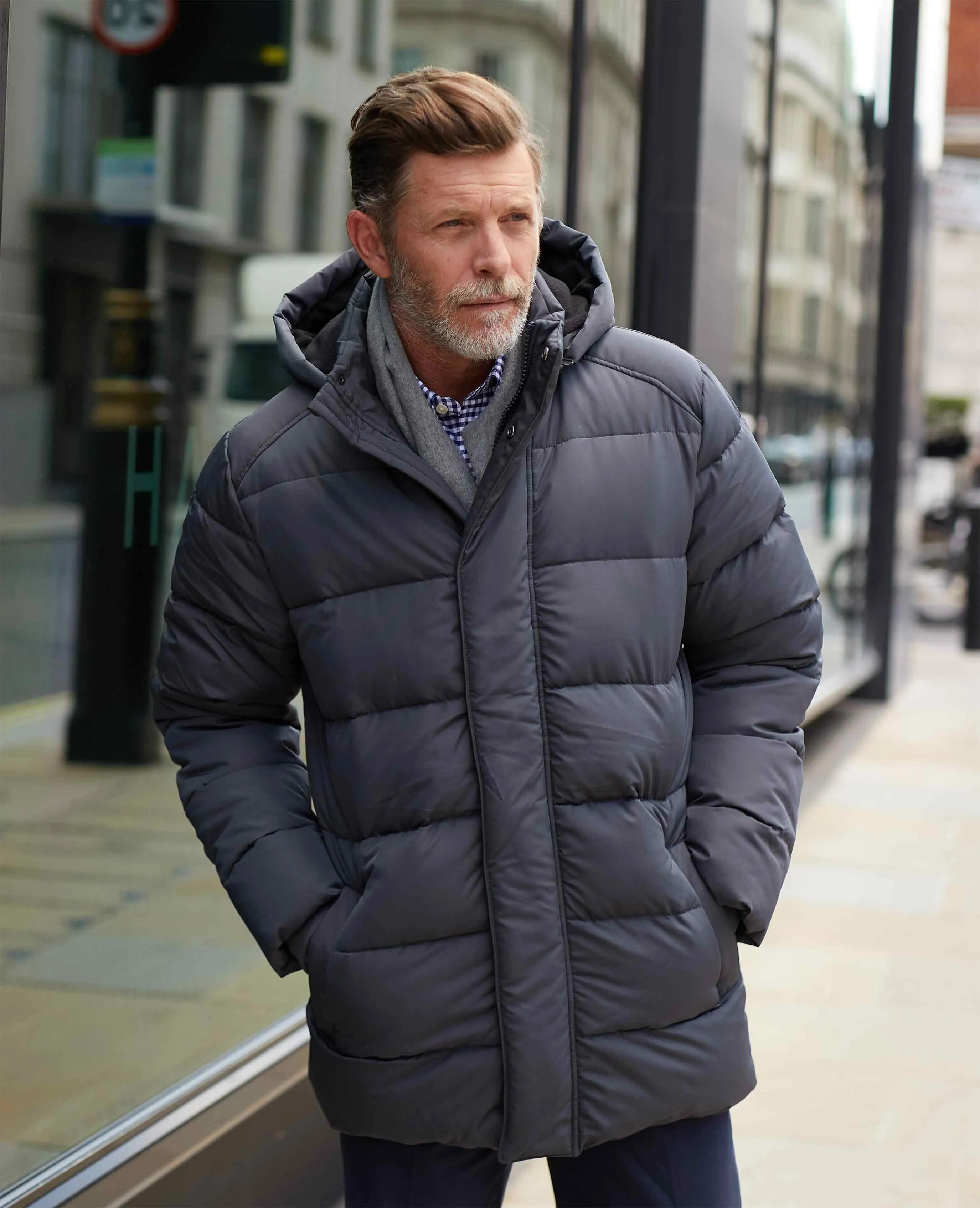 Recycled Dark Grey Puffer Jacket