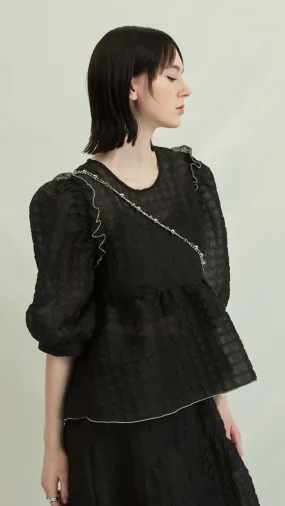 See Through Puff Sleeves Top